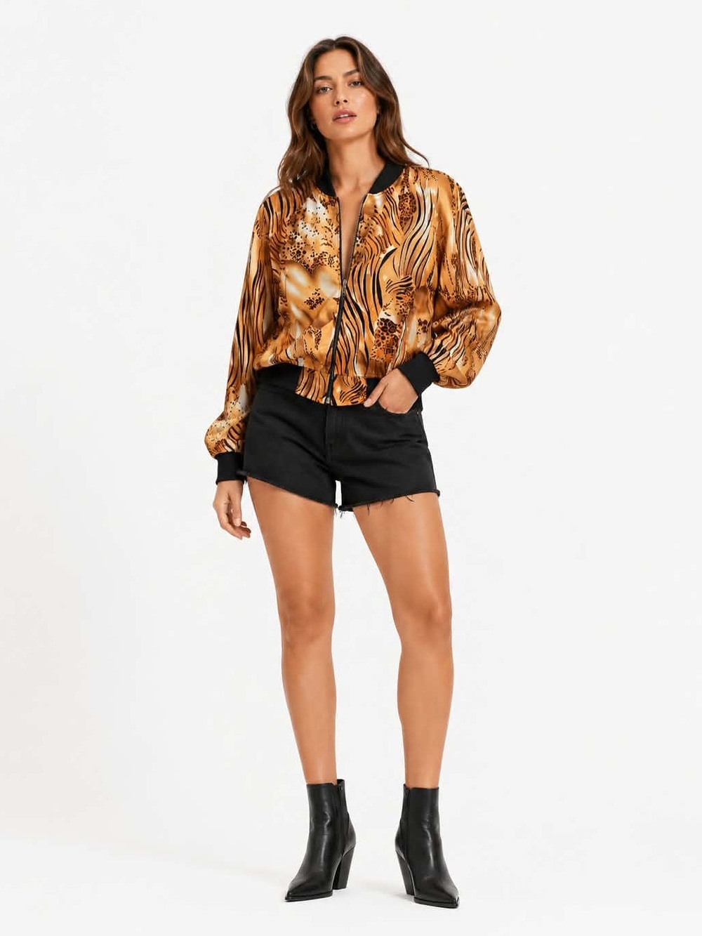 Vintage 80s CARIBE Animal Print Bomber Jacket – Size Medium Like New